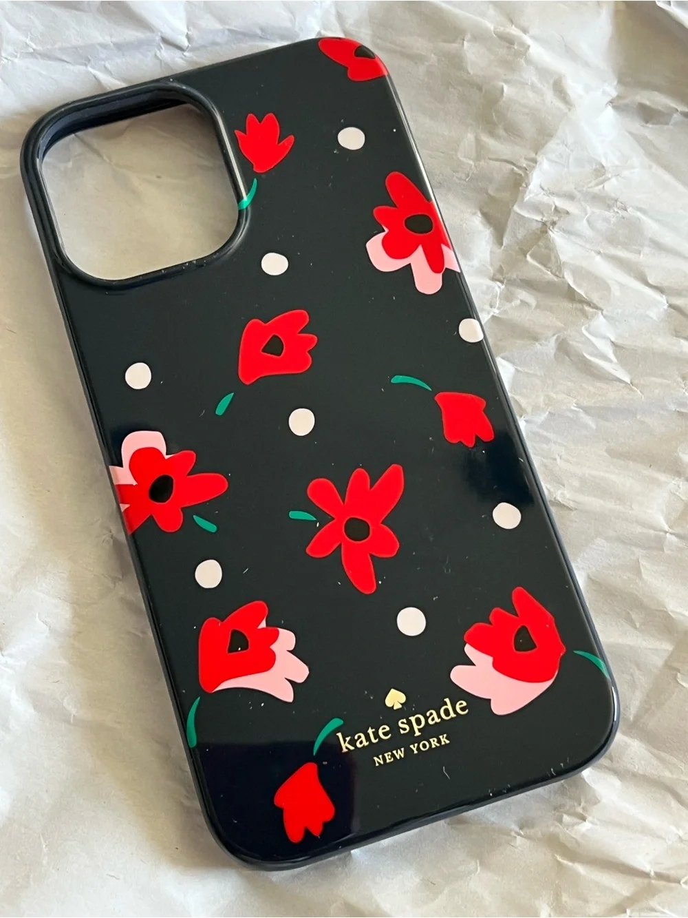 kate spade Black Floral Phone Case - Red & Pink Flowers